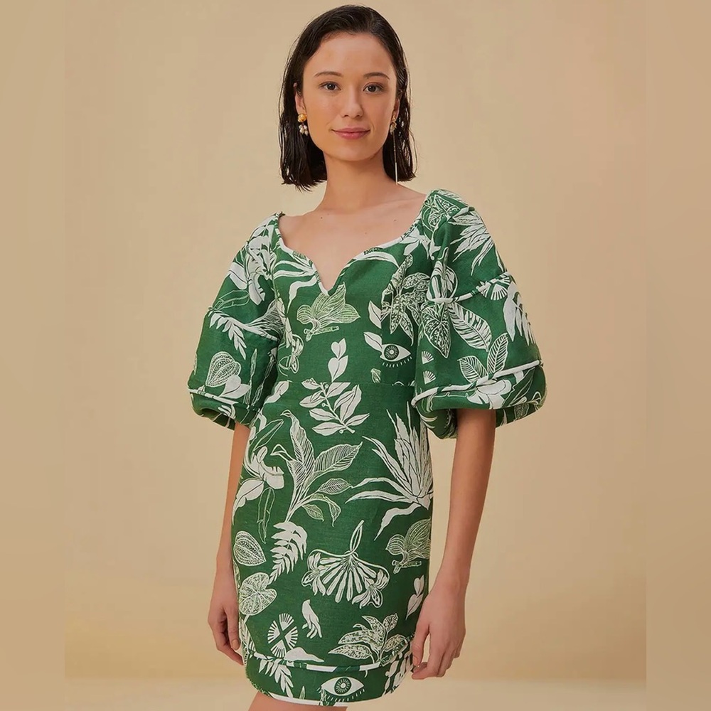 🆕 Farm Rio Forest Soul Linen Mini Dress